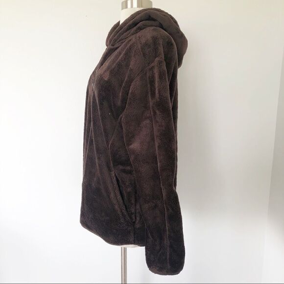 Nike ACG 1/2 Zip Fleece Jacket Brown Warm Hooded Women Size Large Pullover - Picture 5 of 14